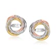 .10 ct. t.w. Diamond Swirl Earring Jackets in Tri-Colored Sterling Silver 