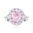 4.00 Carat Simulated Pink Sapphire and 2.00 ct. t.w. CZ Ring in Sterling Silver