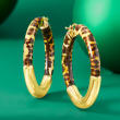 Italian Leopard-Print Enamel and 18kt Gold Over Sterling Hoop Earrings