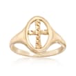 14kt Yellow Gold Cut-Out Cross Oval Ring