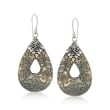 Black Mother-of-Pearl Floral Drop Earrings with Sterling Silver and 18kt Yellow Gold
