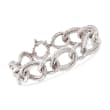 Italian Sterling Silver Textured and Polished Link Bracelet