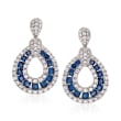 Gregg Ruth .73 ct. t.w. Sapphire and .82 ct. t.w. Diamond Drop Earrings in 18kt White Gold