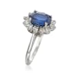 C. 1990 Vintage 2.35 Carat Sapphire and .50 ct. t.w. Diamond Ring in 18kt White Gold