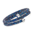Swarovski Crystal &quot;Dust&quot; Blue Crystal Coil Bracelet in Stainless Steel