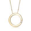 14kt Yellow Gold Open Circle Necklace with Diamond Accent