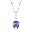 C. 1990 Vintage 7.00 ct. t.w. Sapphire and 2.15 ct. t.w. Diamond Necklace in 18kt White Gold