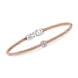 ALOR &quot;Classique&quot; Blush Stainless Steel Cable Bracelet with Diamond Accents and 18kt Rose Gold