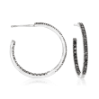 1.20 ct. t.w. Black Spinel Inside-Outside Hoop Earrings in Sterling Silver