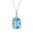 C. 2000 Vintage Judith Ripka 33.50 Carat Sky Blue Topaz and 1.20 ct. t.w. Diamond Pendant Necklace in 18kt White Gold