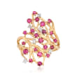 1.00 ct. t.w. Ruby and .11 ct. t.w. Diamond Branch Ring in 14kt Yellow Gold