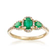 .60 ct. t.w. Emerald and .15 ct. t.w. Diamond Ring in 14kt Yellow Gold