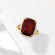 13.00 Carat Garnet and .40 ct. t.w. Diamond Ring in 14kt Yellow Gold
