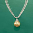 13mm Golden Cultured South Sea Pearl Necklace in Sterling Silver
