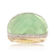 Green Jade and .11 ct. t.w. Diamond Ring in 14kt Yellow Gold