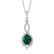 Simulated Emerald and .55 ct. t.w. CZ Pendant Necklace in Sterling Silver