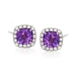 .10 ct. t.w. Amethyst and .10 ct. t.w. White Topaz Stud Earrings in Sterling Silver