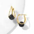Black Onyx Double-Hoop Earrings in 14kt Yellow Gold