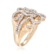 .34 ct. t.w. Diamond Hammered Swirl Ring in 14kt Yellow Gold