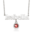 Birthstone Personalized Name Necklace in Sterling Silver