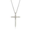 Roberto Coin .10 ct. t.w. Diamond Cross Pendant Necklace in 18kt White Gold    