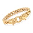 Italian 18kt Gold Over Sterling Double Panther Head Bracelet