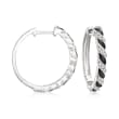 .15 ct. t.w. Diamond and Black Enamel Twisted Hoop Earrings in Sterling Silver