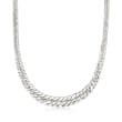 Sterling Silver Graduated Flat Cuban-Link Necklace