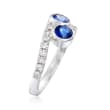 1.00 ct. t.w. Sapphire and .32 ct. t.w. Diamond Two-Stone Ring in 14kt White Gold
