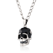 Swarovski Crystal Men's &quot;N the Skull&quot; Jet Hematite Crystal Pendant Necklace in Silvertone