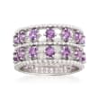 Andrea Candela &quot;Cava&quot; 2.20 ct. t.w. Amethyst Two-Row Ring in Sterling Silver
