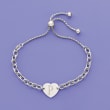 Italian Sterling Silver Engravable Heart Bolo Bracelet
