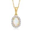Opal Pendant Necklace with Diamond Accents in 10kt Yellow Gold