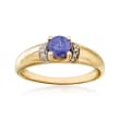C. 1980 Vintage .55 Carat Tanzanite Ring with Diamond Accents in 14kt Yellow Gold