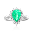 C. 1990 Vintage 1.50 Carat Emerald Ring with .28 ct. t.w. Diamonds in Platinum