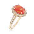 Fire Opal and .22 ct. t.w. Diamond Ring in 14kt Yellow Gold