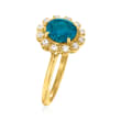 1.90 Carat London Blue Topaz and .30 ct. t.w. White Zircon Flower Ring in 18kt Gold Over Sterling