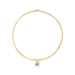 C. 1980 Vintage .65 Carat Tanzanite Pendant Omega Necklace in 14kt Yellow Gold