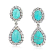 Turquoise and 2.20 ct. t.w. White Topaz Double Drop Earrings in Sterling