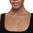 C. 1990 Vintage 1.75 Carat Emerald and 3.00 ct. t.w. Diamond Necklace in 18kt White Gold