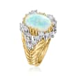 C. 1980 Vintage Opal and 1.50 ct. t.w. Diamond Ring in 18kt Yellow Gold