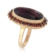 C. 1930 Vintage Burgundy Glass Ring in 8kt Yellow Gold