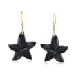 Black Onyx Star Drop Earrings with Diamond Accents in 14kt Gold