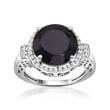 8.50 Carat Black Spinel Ring with .10 ct. t.w. White Topaz in Sterling Silver