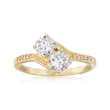 1.00 ct. t.w. CZ Two-Stone Ring in 14kt Gold Over Sterling