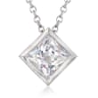 1.25 Carat Princess-Cut CZ Solitaire Necklace in Sterling Silver