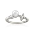 Mikimoto 6mm A+ Akoya Pearl Floral Ring with Diamond Accents in 18kt White Gold