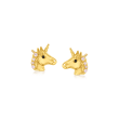 Child's 14kt Yellow Gold Unicorn Earrings with CZ Accents