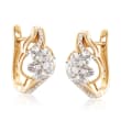 .29 ct. t.w. Diamond Floral Bypass Hoop Earrings in 14kt Two-Tone Gold 