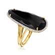 Onyx and .30 ct. t.w. White Topaz Ring in 18kt Gold Over Sterling